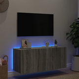 Meuble TV mural avec lumières LED sonoma gris 100x35x41 cm