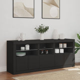 Sideboard with LED lights black 162x37x67 cm