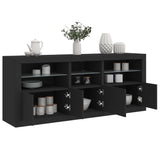 Sideboard mit LED-Leuchten schwarz 162x37x67 cm