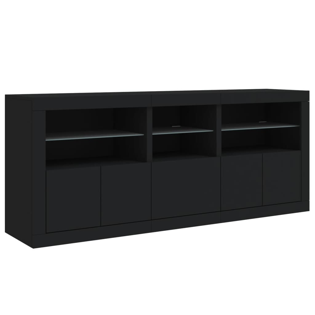 Sideboard mit LED-Leuchten schwarz 162x37x67 cm