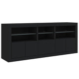 Sideboard with LED lights black 162x37x67 cm