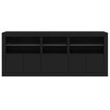 Sideboard mit LED-Leuchten schwarz 162x37x67 cm