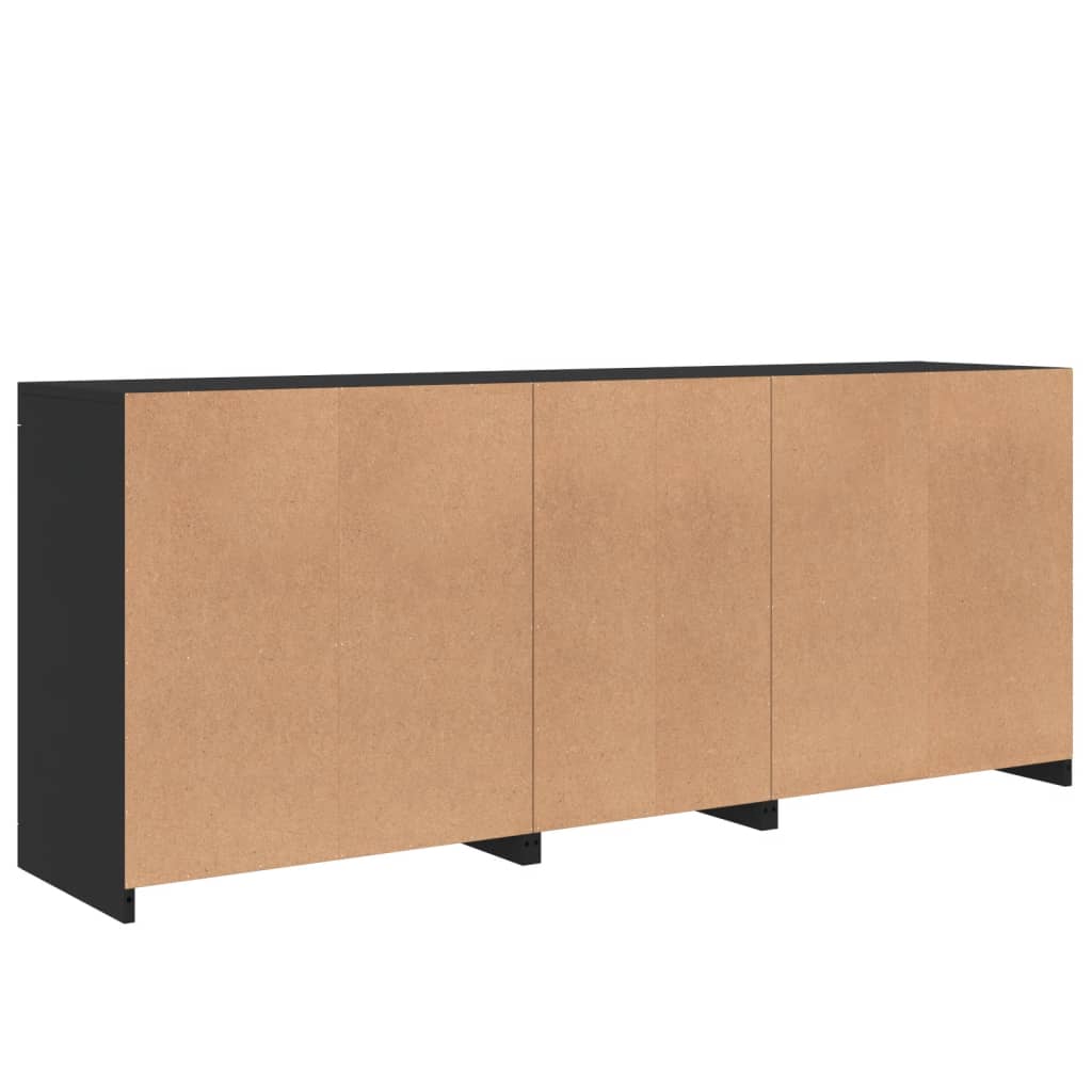 Sideboard with LED lights black 162x37x67 cm