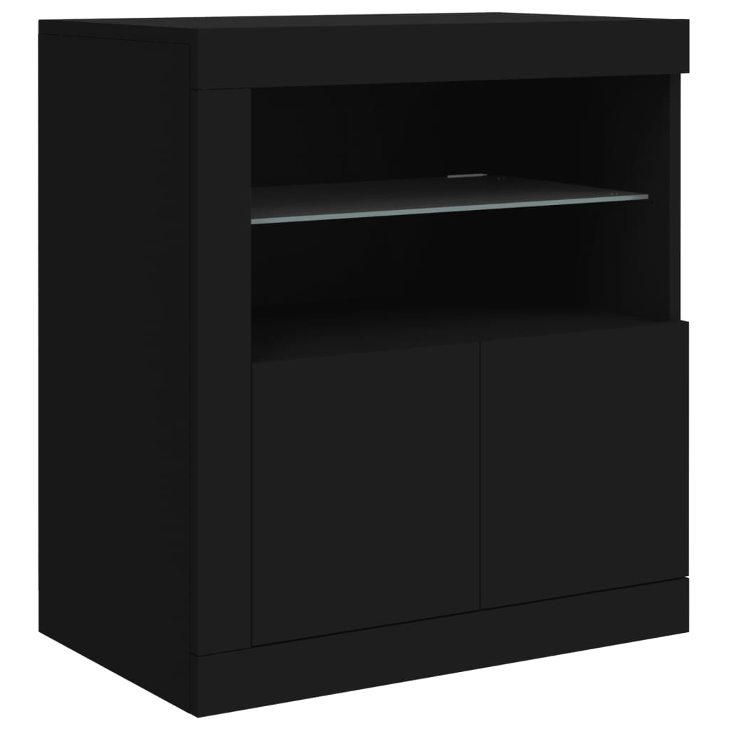 Sideboard with LED lights black 162x37x67 cm