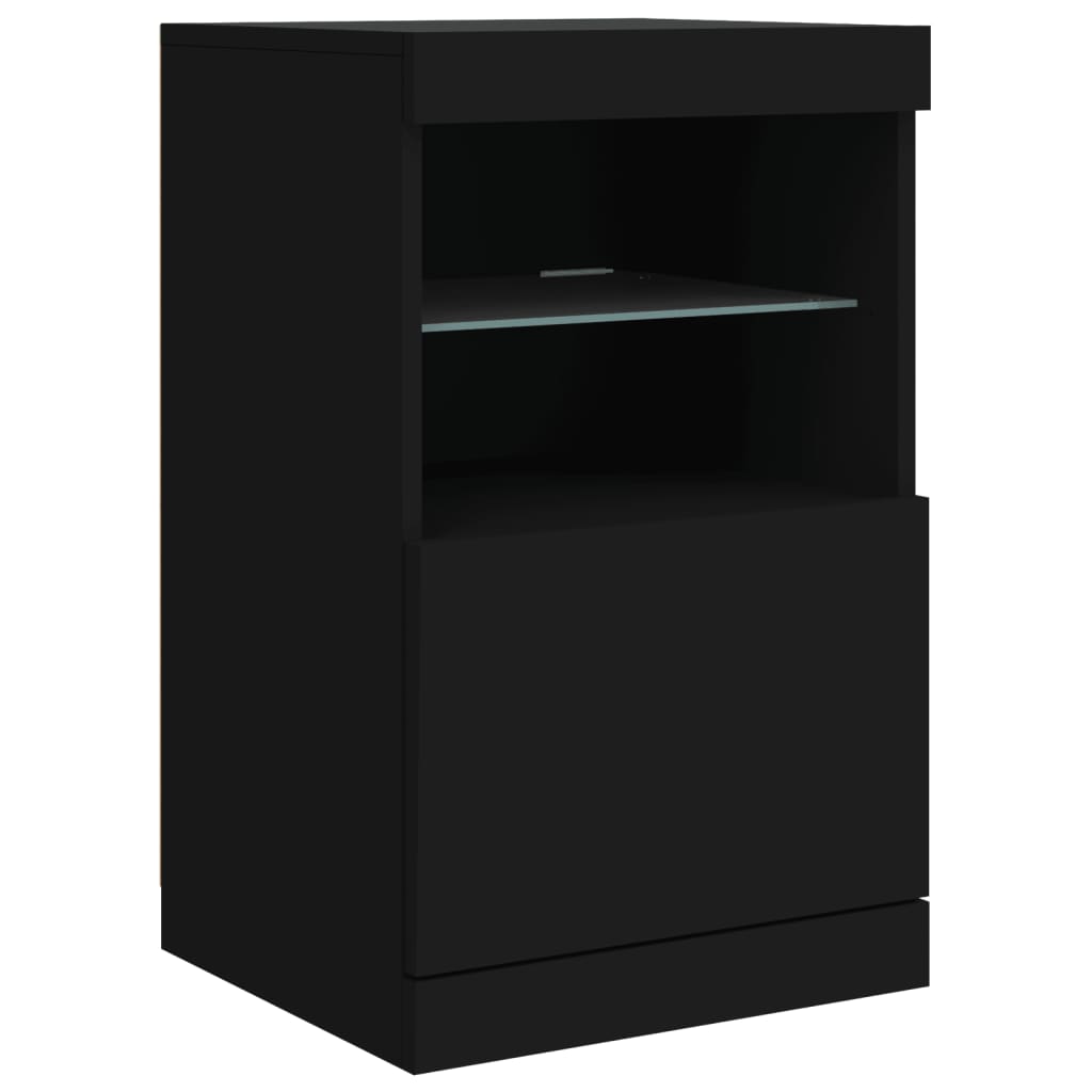 Sideboard mit LED-Leuchten schwarz 162x37x67 cm