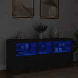 Sideboard with LED lights black 162x37x67 cm