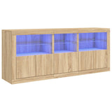 Buffet avec lumières LED chêne sonoma 162x37x67 cm