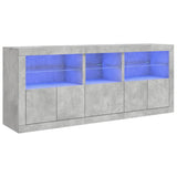 Sideboard mit betongrauen LED-Leuchten 162x37x67 cm