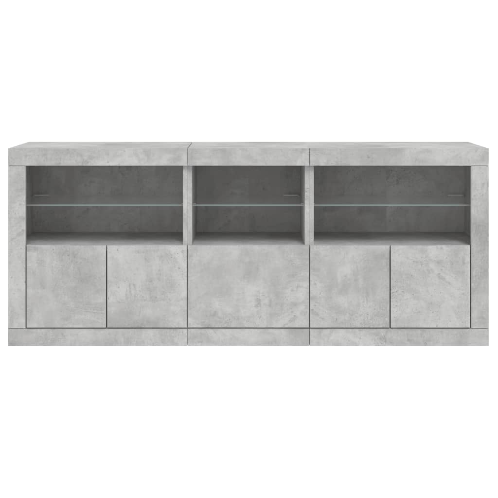 Sideboard mit betongrauen LED-Leuchten 162x37x67 cm