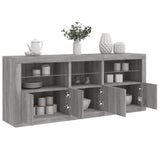 Buffet avec lumières LED sonoma gris 162x37x67 cm