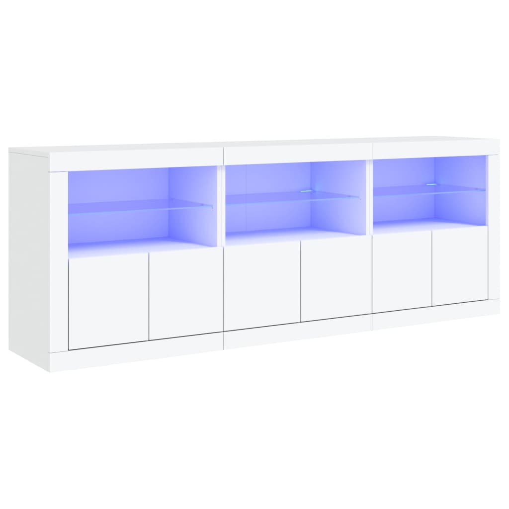 Buffet avec lumières LED blanc 181,5x37x67 cm