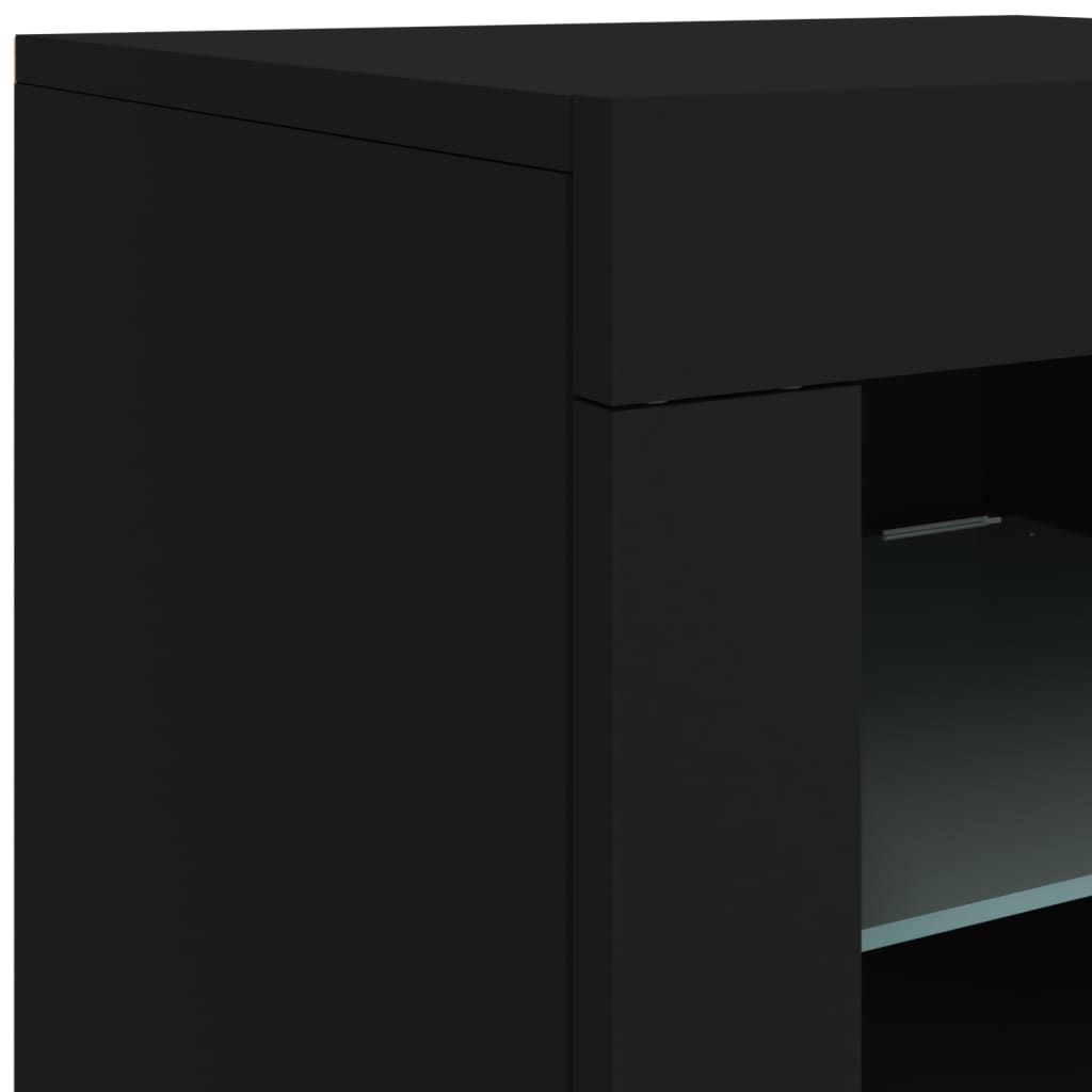 Buffet avec lumières LED noir 181,5x37x67 cm