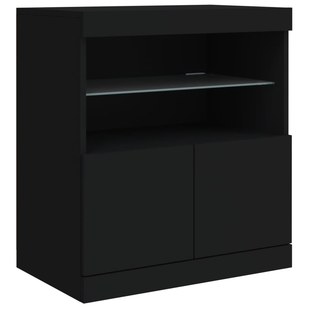 Buffet avec lumières LED noir 181,5x37x67 cm