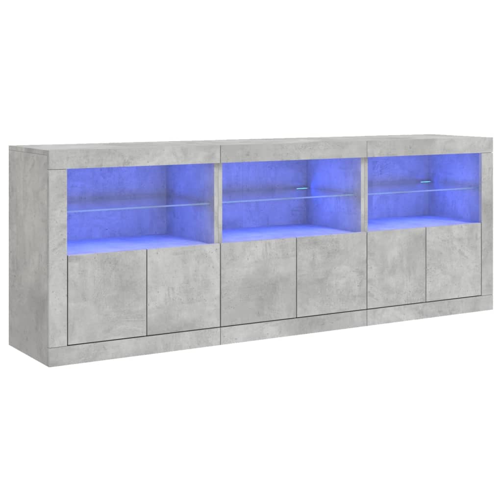 Sideboard with LED lights concrete gray 181.5x37x67 cm