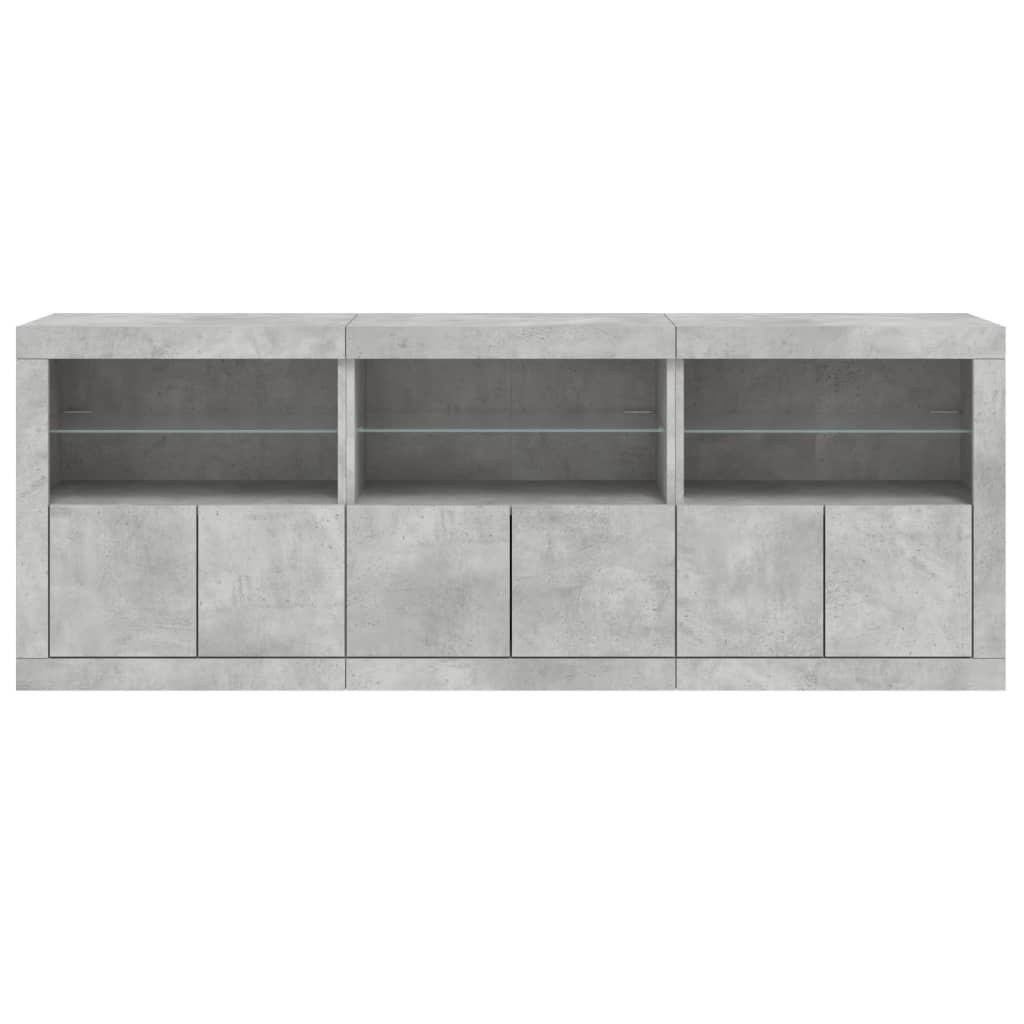 Sideboard with LED lights concrete gray 181.5x37x67 cm