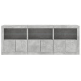 Buffet avec lumières LED gris béton 181,5x37x67 cm