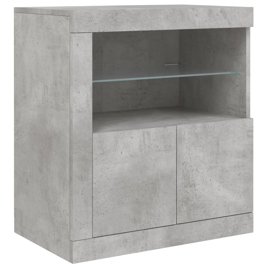 Buffet avec lumières LED gris béton 181,5x37x67 cm