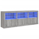 Buffet avec lumières LED sonoma gris 181,5x37x67 cm