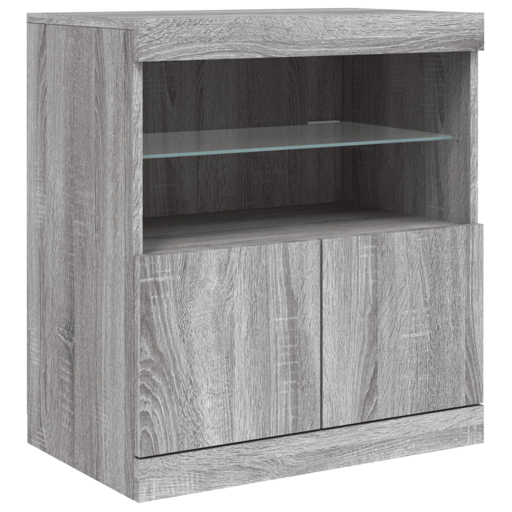 Buffet avec lumières LED sonoma gris 181,5x37x67 cm