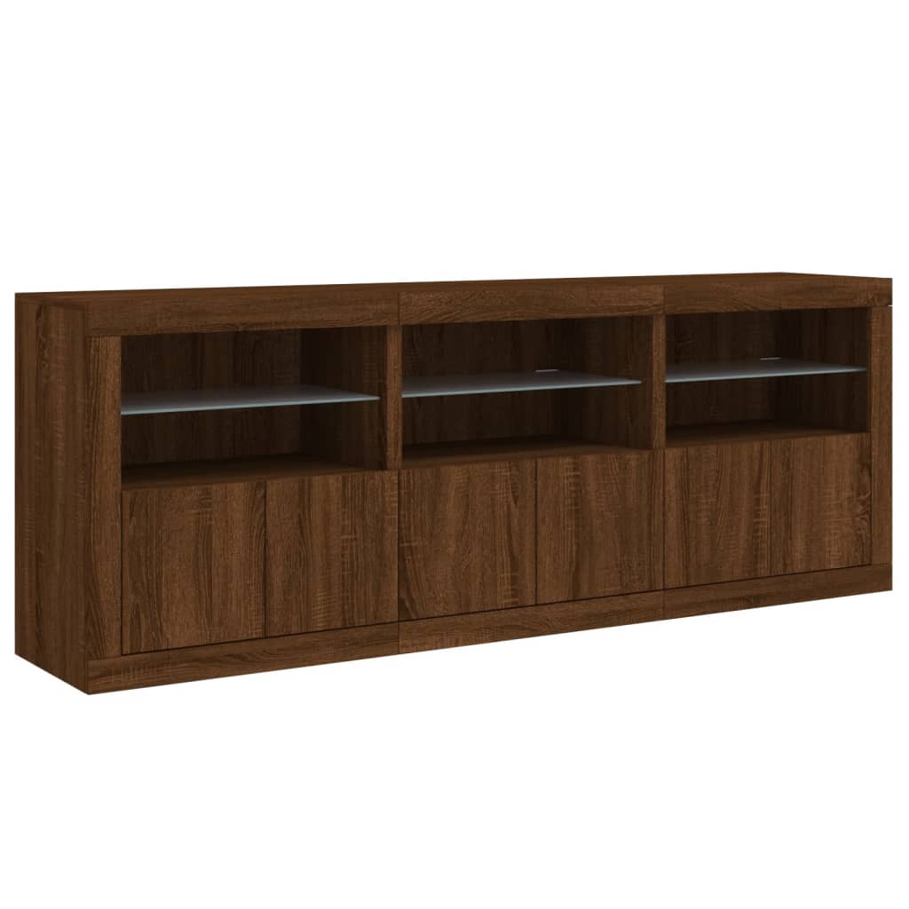 Buffet avec lumières LED chêne marron 181,5x37x67 cm