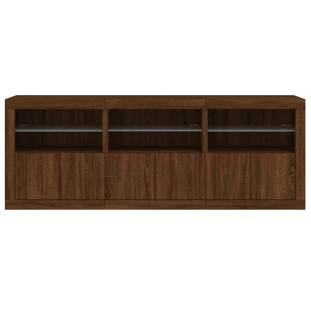 Buffet avec lumières LED chêne marron 181,5x37x67 cm