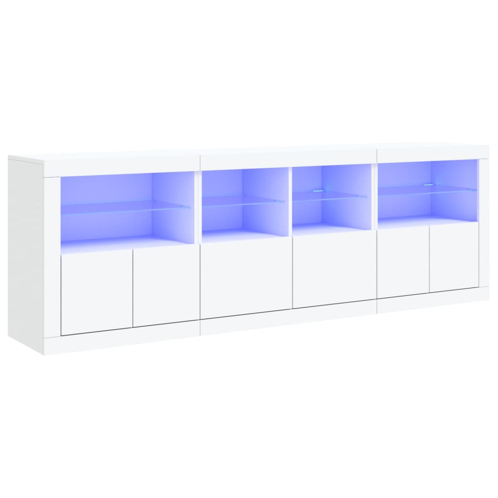 Buffet avec lumières LED blanc 202x37x67 cm