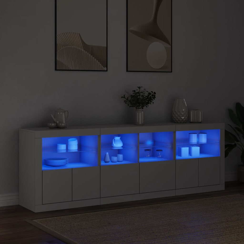 Sideboard mit weißen LED-Leuchten 202x37x67 cm