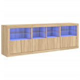 Buffet avec lumières LED chêne sonoma 202x37x67 cm