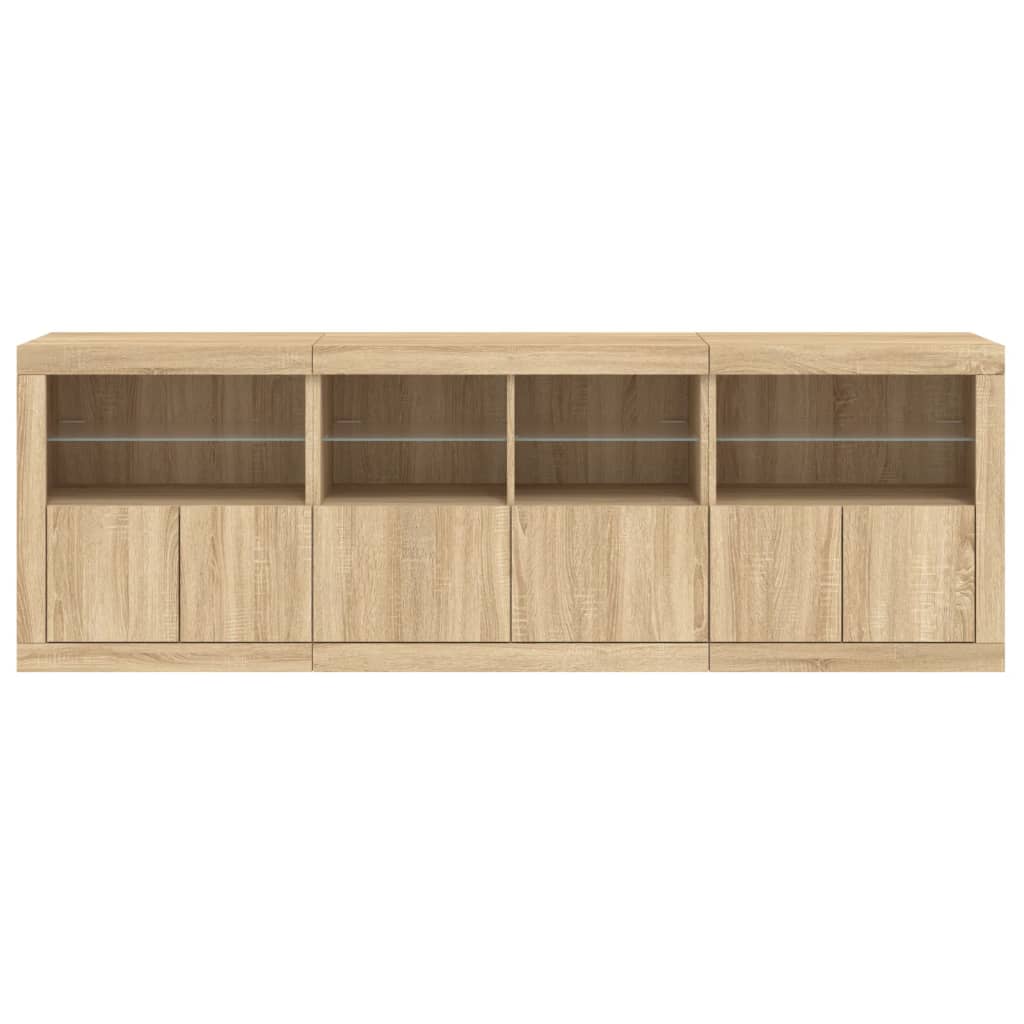 Buffet avec lumières LED chêne sonoma 202x37x67 cm