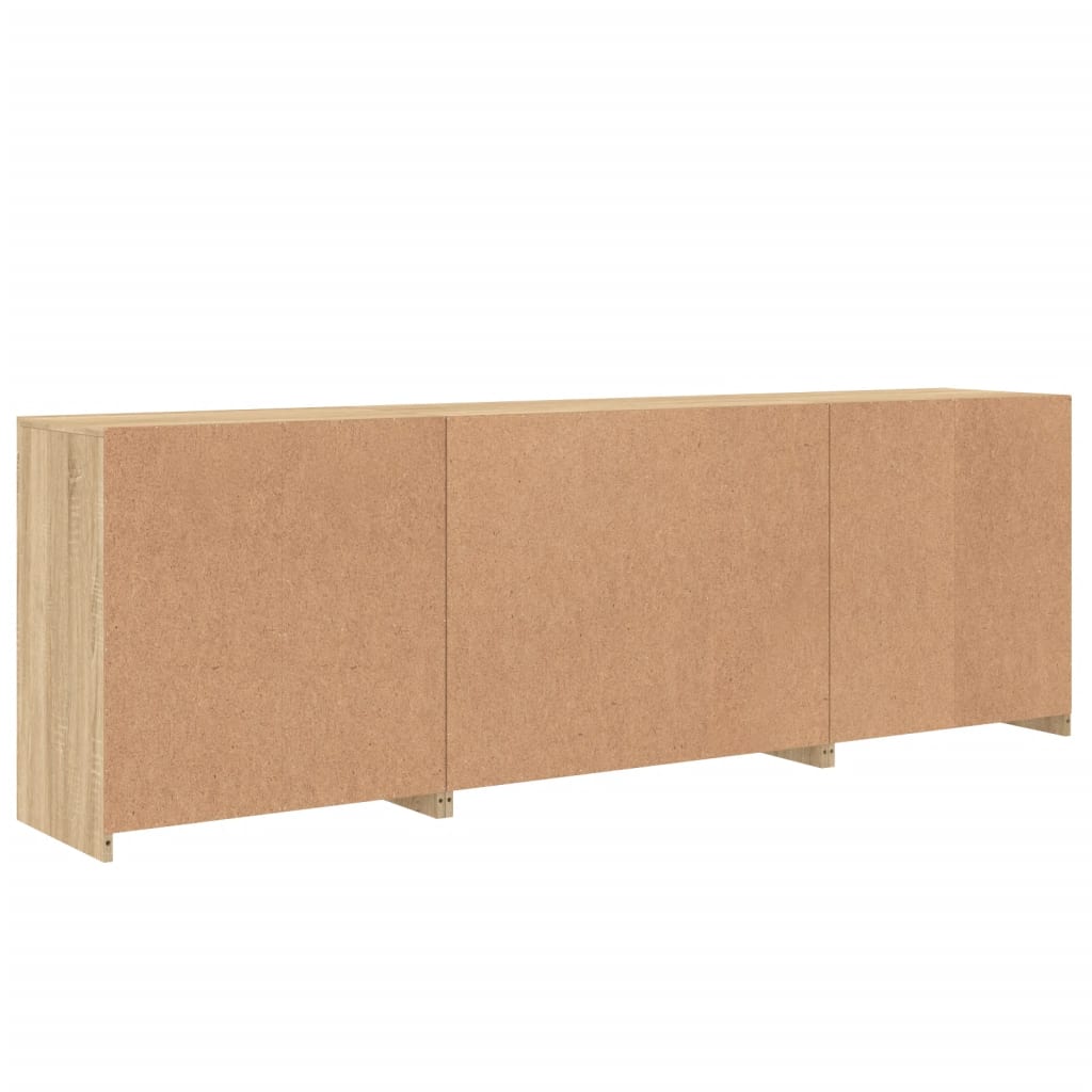 Sideboard with LED lights sonoma oak 202x37x67 cm