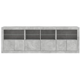 Buffet avec lumières LED gris béton 202x37x67 cm