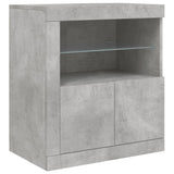 Buffet avec lumières LED gris béton 202x37x67 cm