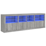 Buffet avec lumières LED sonoma gris 202x37x67 cm