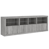 Buffet avec lumières LED sonoma gris 202x37x67 cm