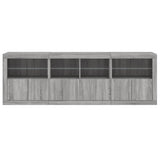 Buffet avec lumières LED sonoma gris 202x37x67 cm