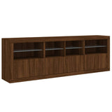 Buffet avec lumières LED chêne marron 202x37x67 cm