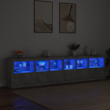 Buffet avec lumières LED gris béton 283x37x67 cm