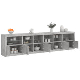 Buffet avec lumières LED gris béton 283x37x67 cm