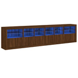 Buffet avec lumières LED chêne marron 283x37x67 cm