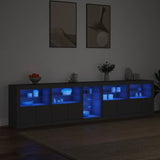 Buffet avec lumières LED noir 283x37x67 cm