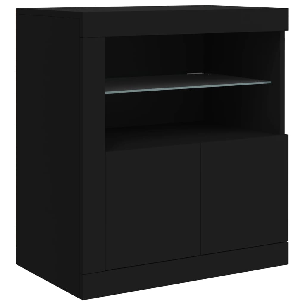 Buffet avec lumières LED noir 283x37x67 cm