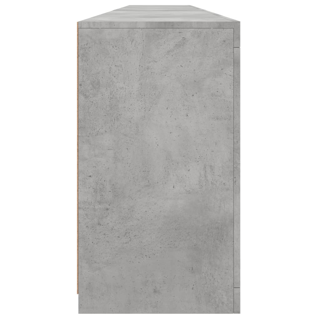 Buffet avec lumières LED gris béton 283x37x67 cm