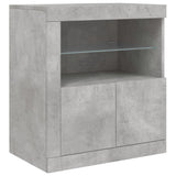 Buffet avec lumières LED gris béton 283x37x67 cm