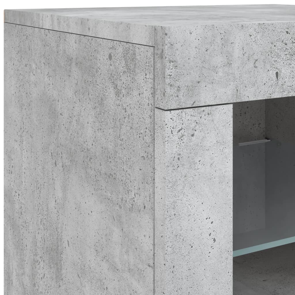 Buffet avec lumières LED gris béton 283x37x67 cm