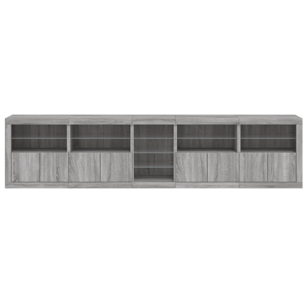 Buffet avec lumières LED sonoma gris 283x37x67 cm