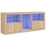 Buffet avec lumières LED chêne sonoma 162x37x67 cm