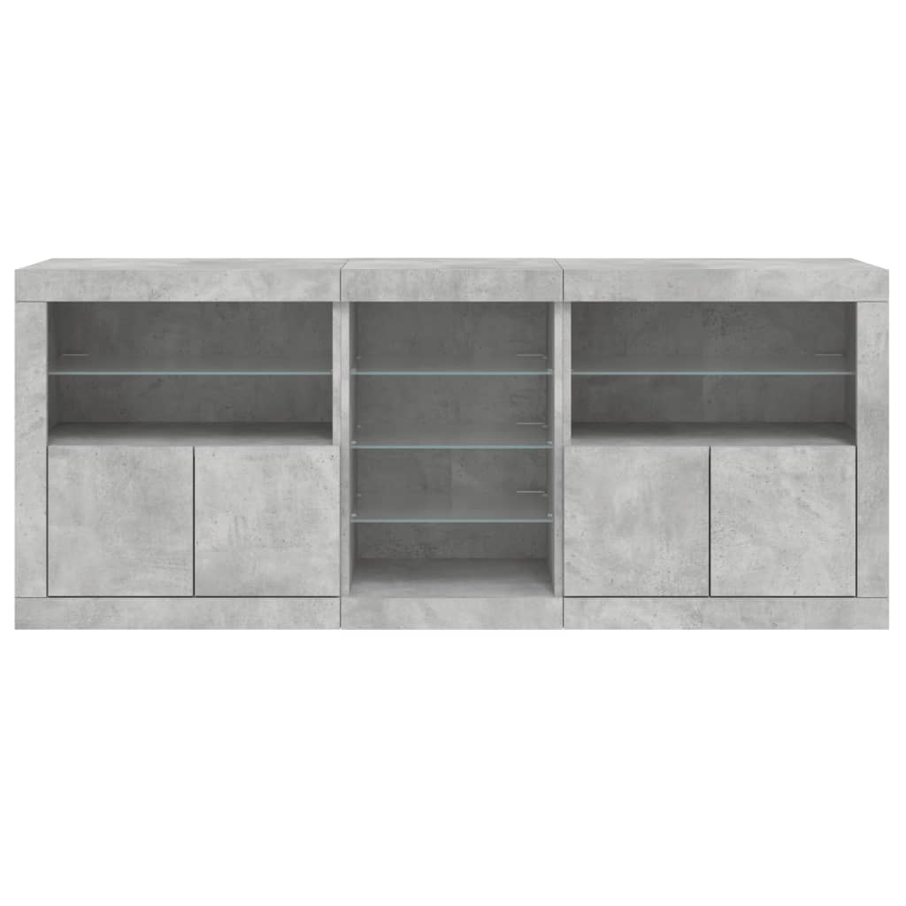 Buffet avec lumières LED gris béton 162x37x67 cm