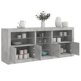 Buffet avec lumières LED gris béton 162x37x67 cm