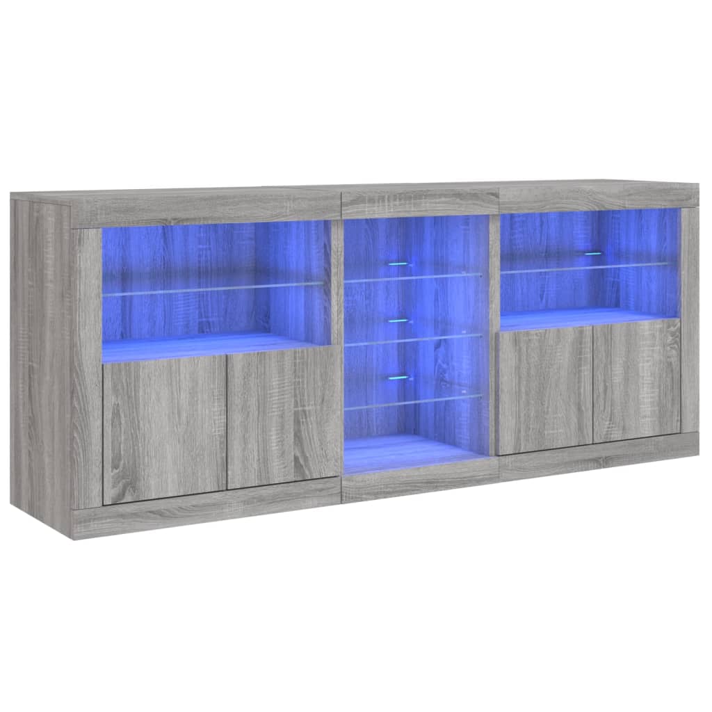 Sideboard mit LED-Leuchten Sonomagrau 162x37x67 cm