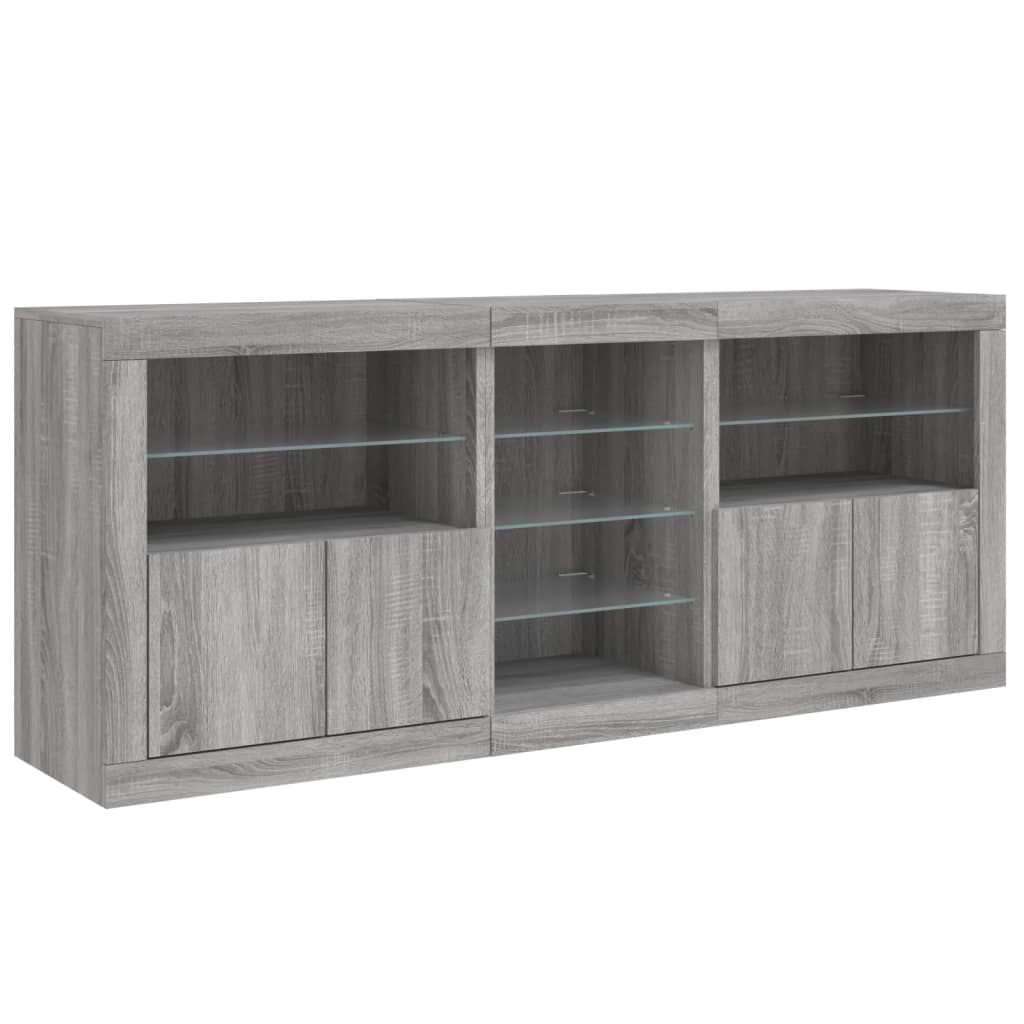 Sideboard mit LED-Leuchten Sonomagrau 162x37x67 cm